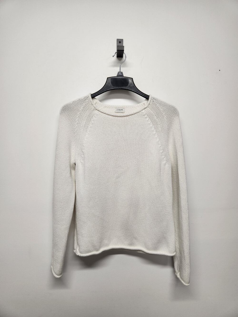 J.Crew Women's Rolled Neck Pullover Knit Sweater, Size M/L, In White. Minimalist